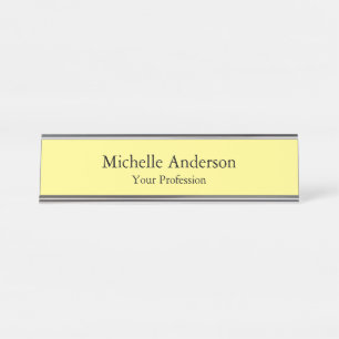 Light Yellow Minimalist Professional Modern Plain Desk Name Plate