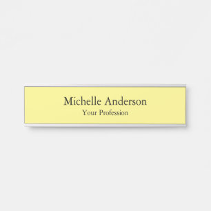 Light Yellow Minimalist Professional Modern Plain Door Sign