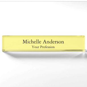Light Yellow Minimalist Professional Modern Plain Nameplate