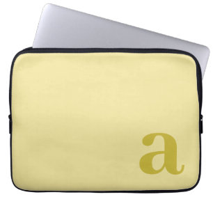 Light Yellow Mustard Monogram Initial Minimalist Laptop Sleeve
