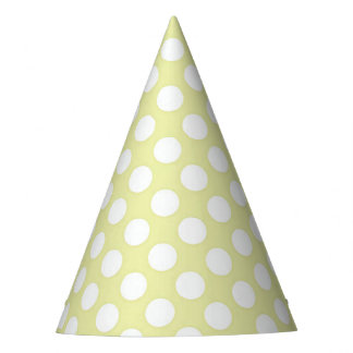 Light Yellow on White Polka Party Hat