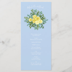 Light Yellow Pale Blue Rose Wedding Programs
