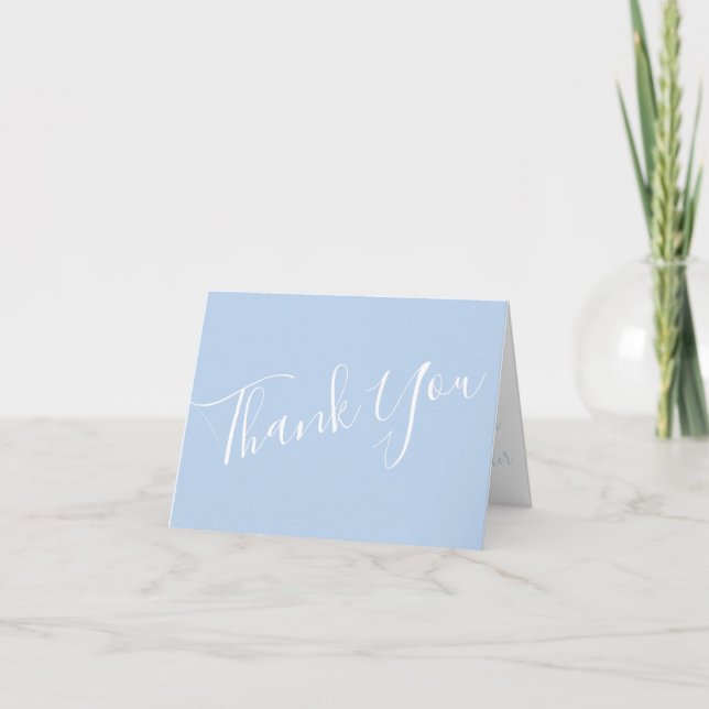Light Yellow & Pale Blue Rose Wedding Thank You (Front)