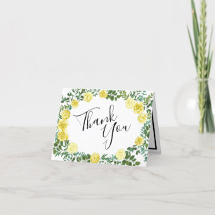 Light Yellow Peony Rose Floral Wedding Thank You Card