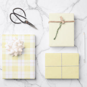 Light Yellow Plaid Pattern with Matching Yellows Wrapping Paper Sheet