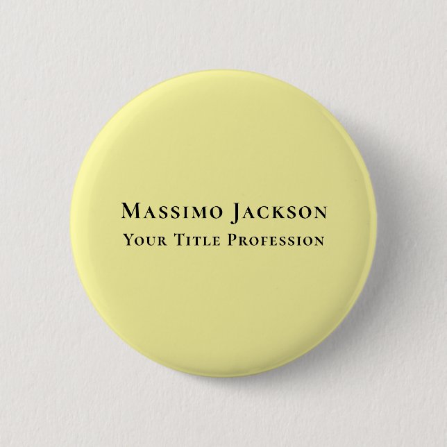 Light Yellow Plain Elegant Professional Modern 2 Inch Round Button (Front)