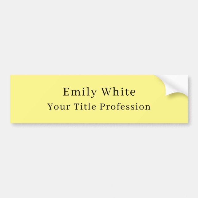 Light Yellow Plain Elegant Professional Modern Bumper Sticker (Front)