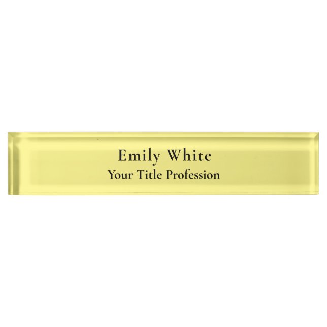 Light Yellow Plain Elegant Professional Modern Nameplate (Front)