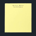 Light Yellow Plain Elegant Professional Modern Notepad<br><div class="desc">Simple, modern, minimalist design for companies. This template can be customized to meet all professional occupations.</div>