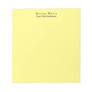 Light Yellow Plain Elegant Professional Modern Notepad