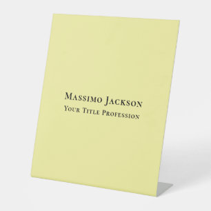 Light Yellow Plain Elegant Professional Modern Pedestal Sign
