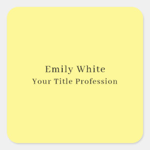 Light Yellow Plain Elegant Professional Modern Square Sticker
