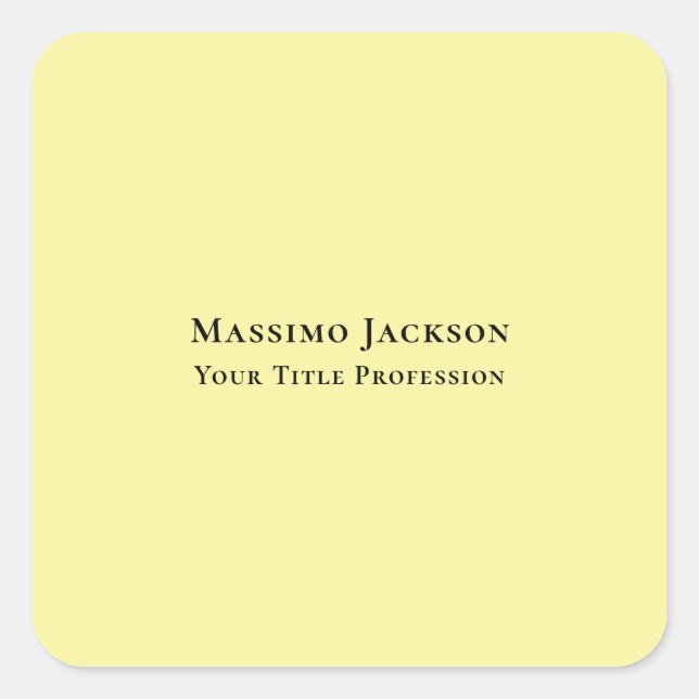 Light Yellow Plain Elegant Professional Modern Square Sticker (Front)
