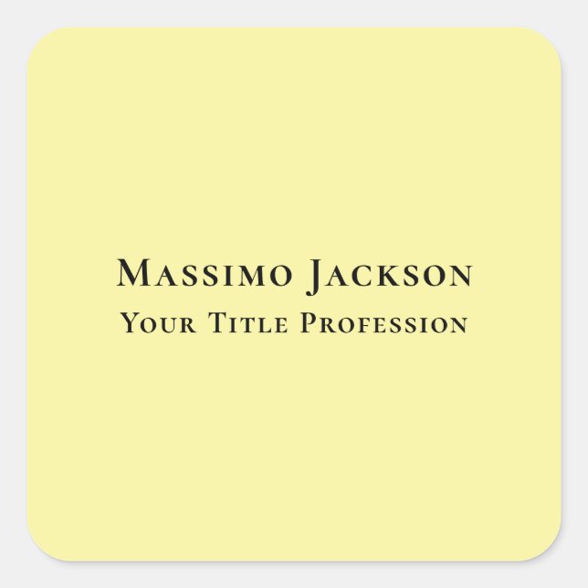 Light Yellow Plain Elegant Professional Modern Square Sticker (Front)