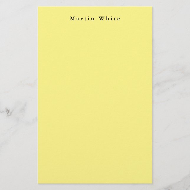 Light Yellow Plain Elegant Professional Modern Stationery (Front)