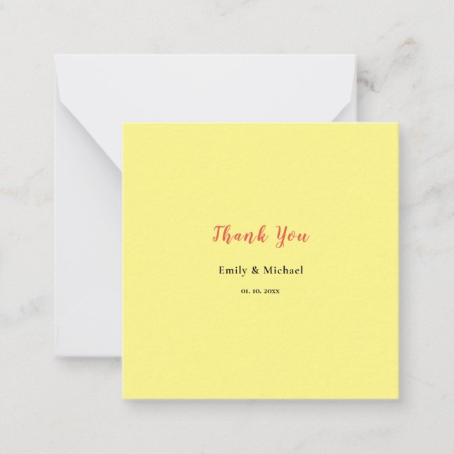 Light Yellow Plain Elegant Professional Thank You Card (Front)