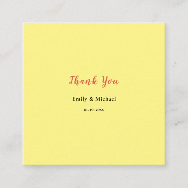 Light Yellow Plain Elegant Professional Thank You Enclosure Card (Front)