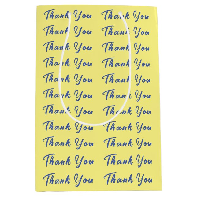 Light Yellow Plain Elegant Professional Thank You Medium Gift Bag (Front)