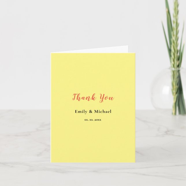 Light Yellow Plain Elegant Professional Thank You Note Card (Front)