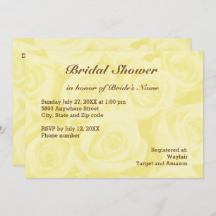 Light Yellow Rose Background Bridal Shower Invite