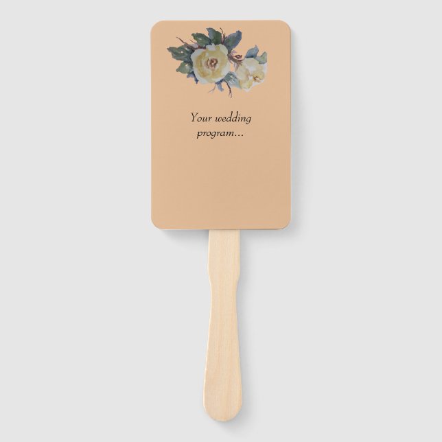 Light yellow rose on earth colour background napki hand fan (Front)