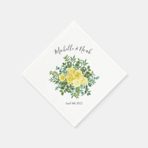 Light Yellow Rose Vintage Spring Wedding Napkin