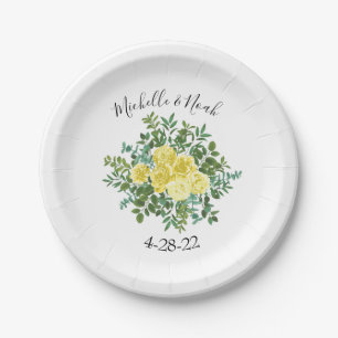 Light Yellow Rose Vintage Spring Wedding Paper Plate