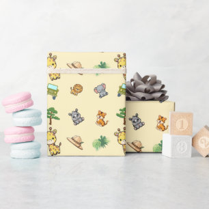 Light Yellow Safari Birthday Wrapping Paper