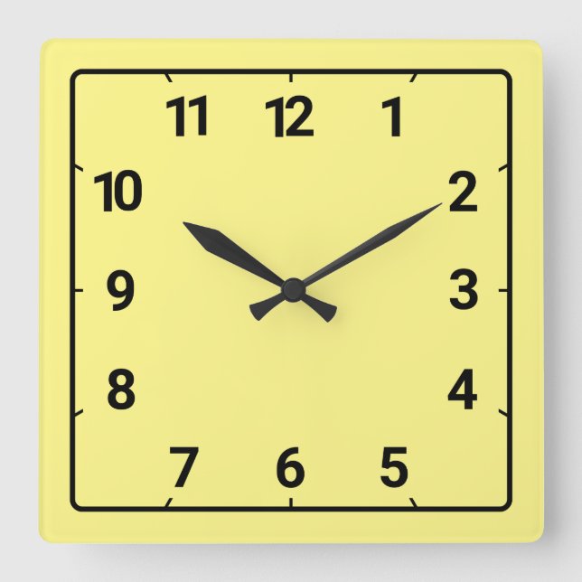 Light yellow square wall clock (Front)