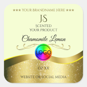 Light Yellow Wavy Gold Logo Monogram Product Label