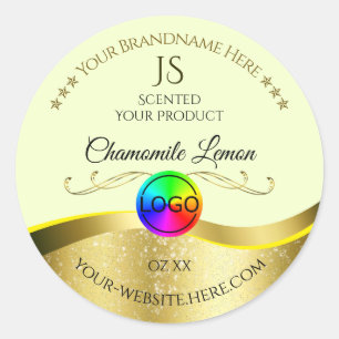 Light Yellow Wavy Gold Logo Monogram Product Label