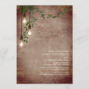 Lightbulb Greenery Garland Brick Virtual Invitation
