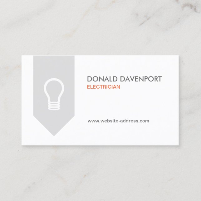 LIGHTBULB LOGO for ELECTRICIAN Business Card (Front)