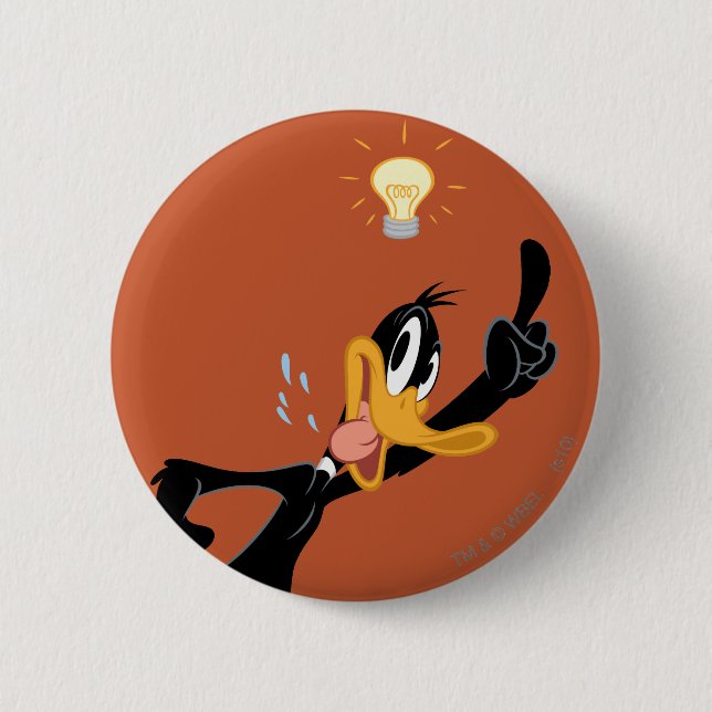 Lightbulb over DAFFY DUCK™'s Head 2 Inch Round Button (Front)