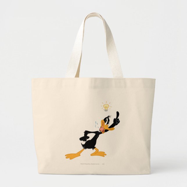 Lightbulb over DAFFY DUCK™'s Head Large Tote Bag (Front)