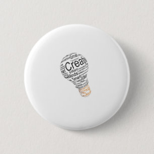 lightbulb with typography celebrating creativity 2 inch round button