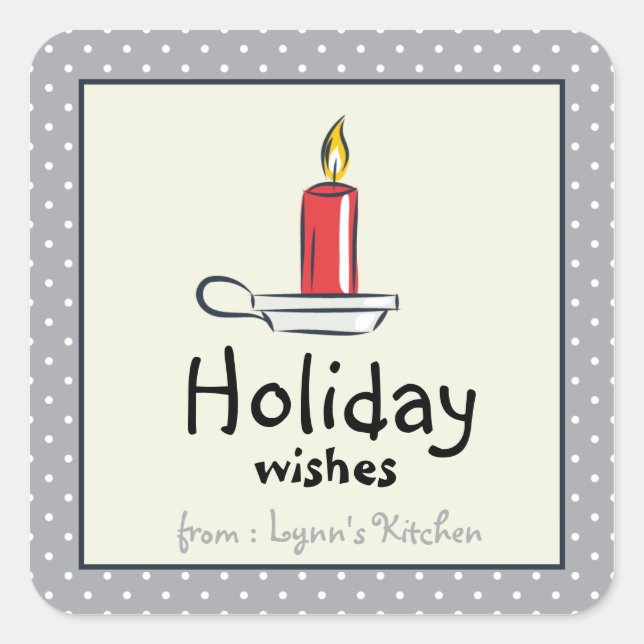 Lighted candle polka dots holiday stickers (Front)