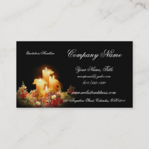 Lighted Candles with Floral Bouquet Business Cards