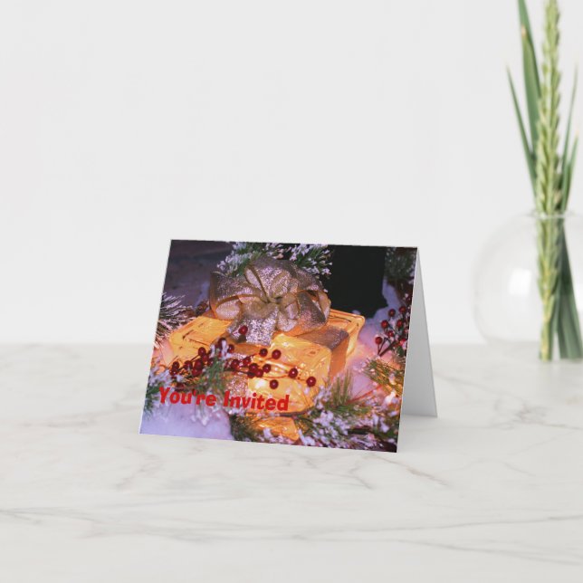 Lighted Gift Christmas Holiday Party Invitation (Front)