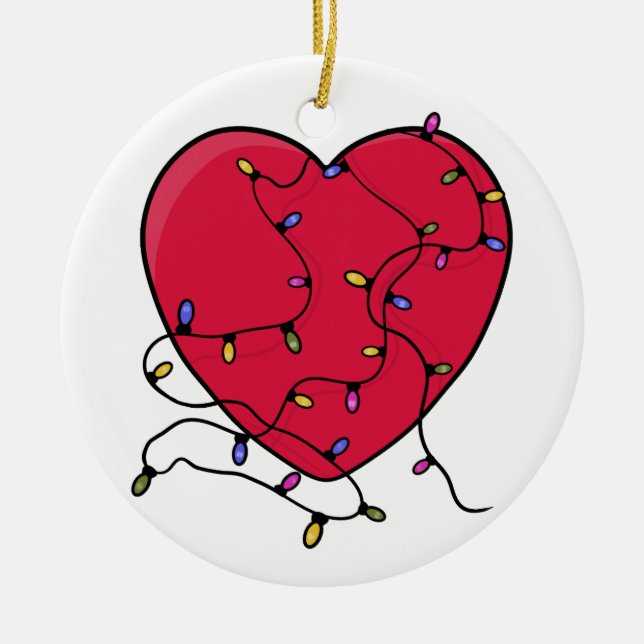Lighted Heart Ceramic Ornament (Front)