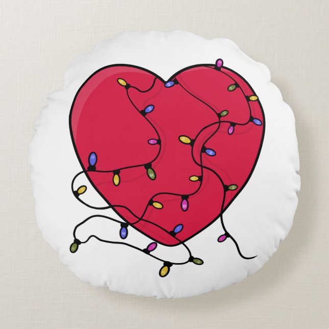 Lighted Heart Round Pillow (Front)