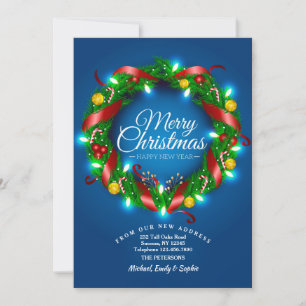 Lighted Holiday Wreath Moving Announcement