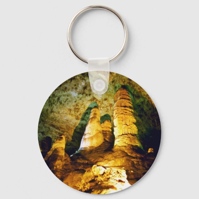 Lighted Interior Of Carlsbad Caverns National Park Keychain (Front)
