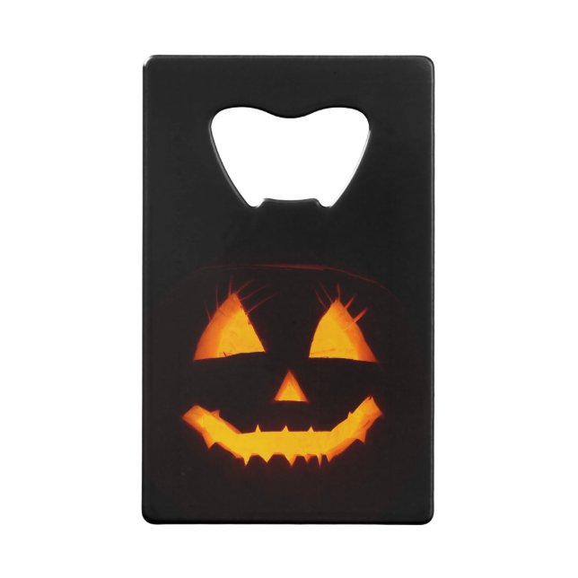Lighted Jack O Lantern  Credit Card Bottle Opener (Front)