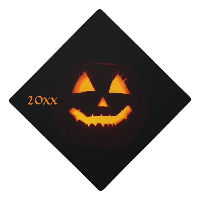 Lighted Jack O Lantern  Graduation Cap Topper (Front)