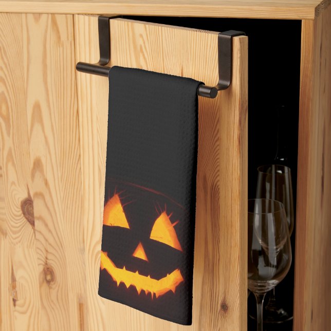 Lighted Jack O Lantern  Kitchen Towel (Thirds Fold)