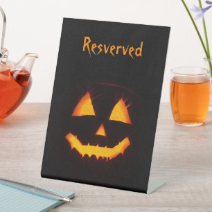 Lighted Jack O Lantern Reserved Pedestal Sign
