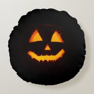 Lighted Jack O Lantern  Round Pillow