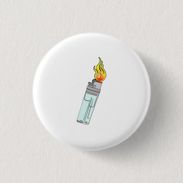 Lighter and flame design 1 inch round button (Front)