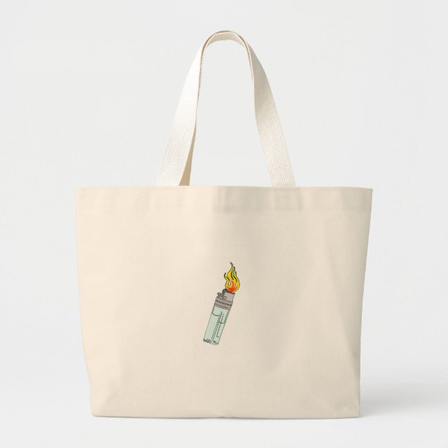 Lighter and flame design large tote bag (Front)